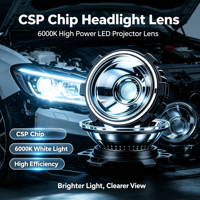 Lentille de projecteur Bi-LED 3 pouces 60W haute puissance pour phare de voiture, anti-éblouissement, faisceau uniforme pour mise à niveau H4 H7 9005