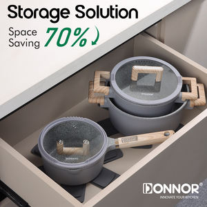 طقم أواني طهي دونور جيلي 13 قطعة غير لاصقة مع أغطية زجاجية مقواة، قدور ألمنيوم مستدامة بشعار مخصص للطهي المنزلي - Product Image 2