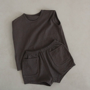 夏季儿童立体套装男童女童无袖t恤 + 短裤两件套套装 - Product Image 4