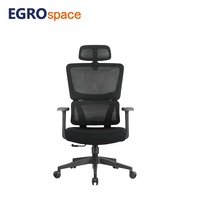 Chaise de bureau ergonomique de direction EGROspace confortable avec roulettes, dossier en maille et appui-tête pivotant