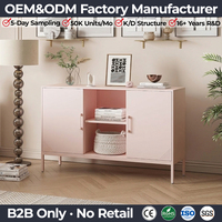 Aparador Metálico Rosa con Estante Abierto, Mueble Moderno de Acero para Almacenamiento, Aparador para Sala de Estar, Entrada, Mueble para el Hogar