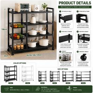 Standing Type Kitchen <b>Storage</b> Rack Organizer with 4 Layers Metal Shelf 3 <b>Baskets</b> <b>for</b> Home Use Wholesale Supplier - Product Image 3