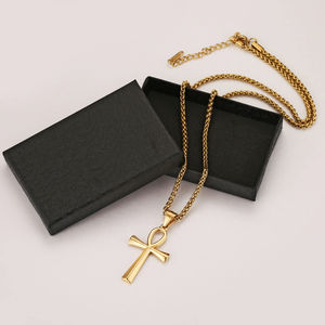 メンズステンレススチールコプトアンククロス宗教ネックレスペンダントゴールド - Product Image 5