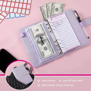 Carpeta de Presupuesto de Cuero A6, Sobres para Ahorrar Dinero con Cierre, Carpeta de Cuero PU Macaron con Tapa Dura, Cuaderno - Product Image 3