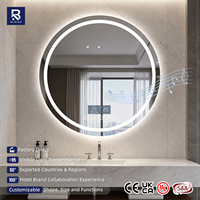 Espejo de Baño LED Redondo Inteligente con Altavoz Bluetooth, Reloj, Temperatura, Antivaho, Táctil, Regulable, Espejo de Vanidad para Hotel, OEM