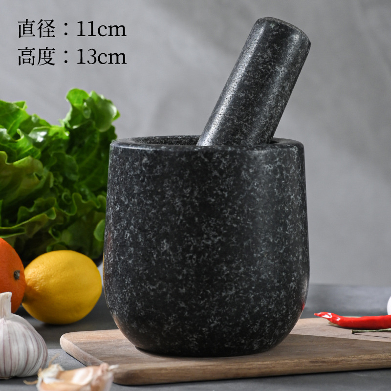 Polished Black Stone Medium Tear Bowl with Lid