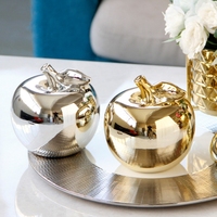 Ornement de décoration d'intérieur en céramique moderne en forme de pomme, plaqué or/argent brillant, écologique et luxueux (vendu à l'unité)