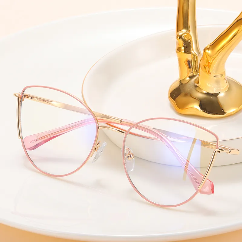 MS 81070 2023 Neue Damenmode-Designerin Cat Eye Eyewear Metall Anti-Blaulicht Myopia Optische Brille Rahmen Benutzer definiertes Logo