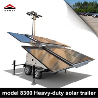 Tour de surveillance solaire portable avec caméra, mât de 7 m, indice IP65, stockage Cloud/NVR pour surveillance mobile, remorques et parkings
