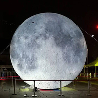 Ballon lunaire géant gonflable de 5 m pour décoration de festival, lumière exquise bleue, publicité gonflable, planètes suspendues