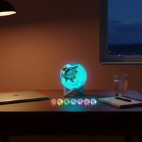 Lámpara de Noche LED con Control Táctil, RGB, Cambio de Color, Moderna, con Mapa del Mundo, para Decoración de Dormitorio o Escritorio
