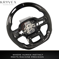 Volant personnalisé en cuir brillant et fibre de carbone Kryvex pour F-150 Raptor R XL XLT Shelby 2021-2025 |   Affichage LED du régime moteur chauffé