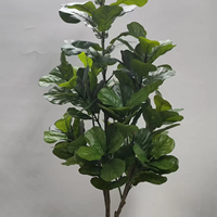 Plante artificielle réaliste Ficus lyrata en pot, grande, verte, avec pot en plastique, pour décoration intérieure moderne et aménagement paysager.