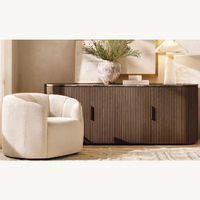 Fauteuil pivotant rond en tissu et bois massif, style nordique moderne, luxueux et confortable, pour la détente