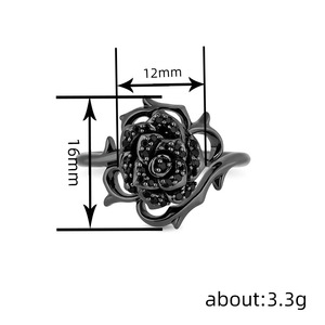 Anello Gotico Scuro con Rosa Spinosa, Gioiello da Dito Unico e Alla Moda per Donne - Product Image 3