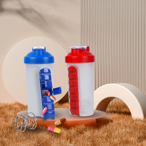 B30-0083 Amz Vente Chaude 2023 LOGO Personnalisé 600ml Protéine En Plastique Bouteille D'eau Portable Avec 7 Jours Pilulier Stockages - Product Image 4
