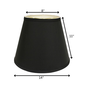 Paralume in Shantung a inclinazione profonda 14 \ "HMS impero nero con interni bianchi eleganti cover e sfumature - Product Image 3
