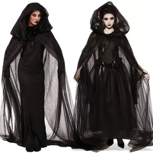 Costumes de fantôme de mariée noire d'halloween 2022, Costume de sorcière Cosplay pour femmes