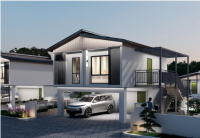 Maison modulaire préfabriquée à deux étages avec murs en béton armé préfabriqué et toit en acier léger, logement permanent