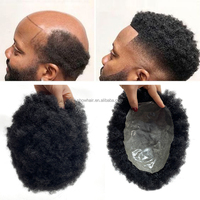 Vente en gros 100% cheveux humains Topper Afro bouclés/droits peau mince Pu Buzz Cut hommes perruque toupet système de remplacement de cheveux pour hommes noirs