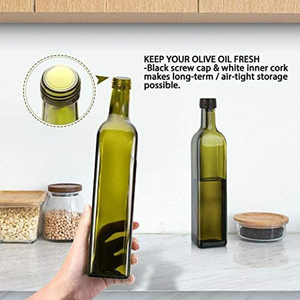 Botella dispensadora de aceite de oliva de vidrio, 17oz, 500ml, con dumper y embudo, para aceite de cocina y vinagre - Product Image 5