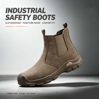 DQ307 - Prix d'usine, bottes de travail pour hommes en cuir, sans lacets, semelle extérieure en PU injecté, bottes de sécurité pour mineurs et ouvriers d'usine