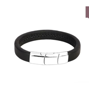 Luxury Classic Calf Fur <b>Leather</b> Men's Stainless Steel Plated <b>Bracelet</b> for Anniversary Occasion by PSDS India Very Cheap Price - Product Image 1
