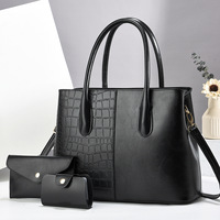 Sac fourre-tout tendance 2026 pour femme en cuir PU effet crocodile, lot de 3 sacs à main
