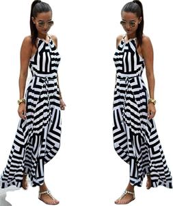 Kadın seksi Zebra desen baskı elbise yaz Boho rahat kolsuz uzun Maxi akşam parti plaj elbise Sundress - Product Image 1