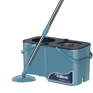 Ensemble seau et serpillière magique en microfibre rotative à 360 degrés pour eau propre et sale, avec 3 têtes de serpillière, essorage quatre côtés et manche en acier - Product Image 2