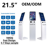 Kiosque de commande et de paiement en libre-service 21,5 pouces avec écran tactile multipoint 10 points, imprimante thermique, scanner NFC et codes-barres pour file d'attente bancaire