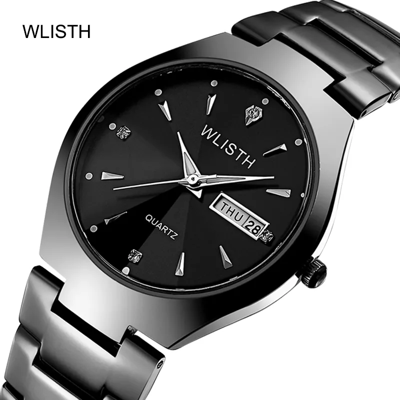 WLISTH Tungsten鋼防水鋼ベルトカップル学生クォーツローズゴールド腕時計メンズファッション腕時計