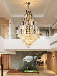Escalier en colimaçon lustre en cristal villa <span class=keywords><strong>de</strong></span> <span class=keywords><strong>luxe</strong></span> style palais salon hall d'hôtel décoré rond K9 cristal pendentif lumière - Product Image 2