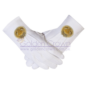 ผ้าฝ้ายคุณภาพสูง Masonic ถุงมือ Grand Master Bullion เย็บปักถักร้อย | Masonic Parade ถุงมือผู้ผลิต - Product Image 1