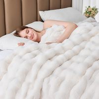Plaid en fausse fourrure 1000 GSM, doux, moelleux, confortable, épais, doublé Sherpa à bulles, toutes saisons, lavable en machine, pour femme, pour la maison