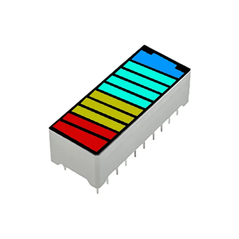 Módulo Indicador de pantalla de potencia gráfico de barra de nivel de batería de luz LED de 4 colores de 10 segmentos 5V
