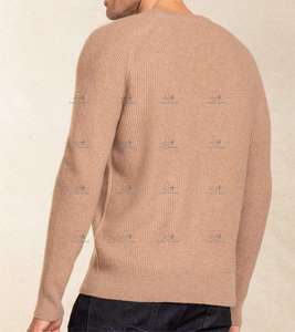Fabricant de tricots Pull en pur cachemire côtelé sur mesure pour hommes pulls italiens en <span class=keywords><strong>laine</strong></span> mérinos tricotés gaufrés de luxe <span class=keywords><strong>à</strong></span> col en V pour hommes - Product Image 4