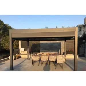 Mais Popular Alumínio Bioclimatic Gazebo Pátio Cobre Sombra Estrutura Gazebo Cobre Sombra Toldo Telhado Louvered Gazebo Com Louvre