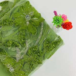 Tissu de dentelle perlée Tissu de dentelle de mariage Tissu de perle Tissu tissé Tissu de textiles Tissus de robe de mariée en dentelle française - Product Image 1