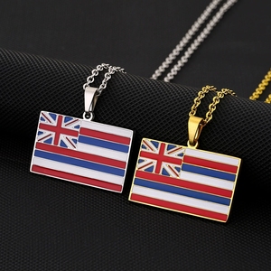 Collares al por mayor de acero inoxidable esmaltado con 50 banderas de Estados Unidos, colgantes de oro de 18 quilates de Alaska, Arizona, Hawái, Ohio - Product Image 2
