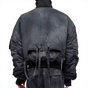 OEM Vintage Washed Bomber <b>Jacket</b> Unisex Oversized Heavyweight <b>Racing</b> <b>Jacket</b> Men Streetwear Casual Outerwear Custom Logo - Product Image 3