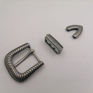 Juego de 3 Hebillas de Cinturón Estilo Western con Logotipo Personalizado, Hebilla de Plata Antigua con Grabado Floral para Correa de Cuero - Product Image 4