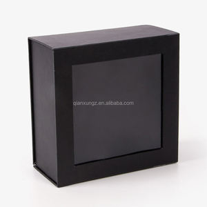 شعار مخصص فاخر أسود غطاء قابل للإزالة ومستحضرات التجميل مربع هدية التعبئة والتغليف مع نافذة واضحة - Product Image 5