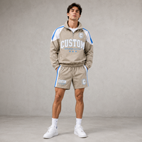 Ensemble de survêtement en nylon brodé avec logo personnalisé pour homme, style rétro hip-hop, tenue d'été, coupe-vent streetwear, ensemble court color block