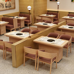 Juego de Mesa y Sillas XZY OEM <span class=keywords><strong>para</strong></span> Hotel y Restaurante, Asientos de Cabina, Diseño de 2-4 Personas, Mesa de Madera y Piedra con Placa de Inducción - Product Image 5