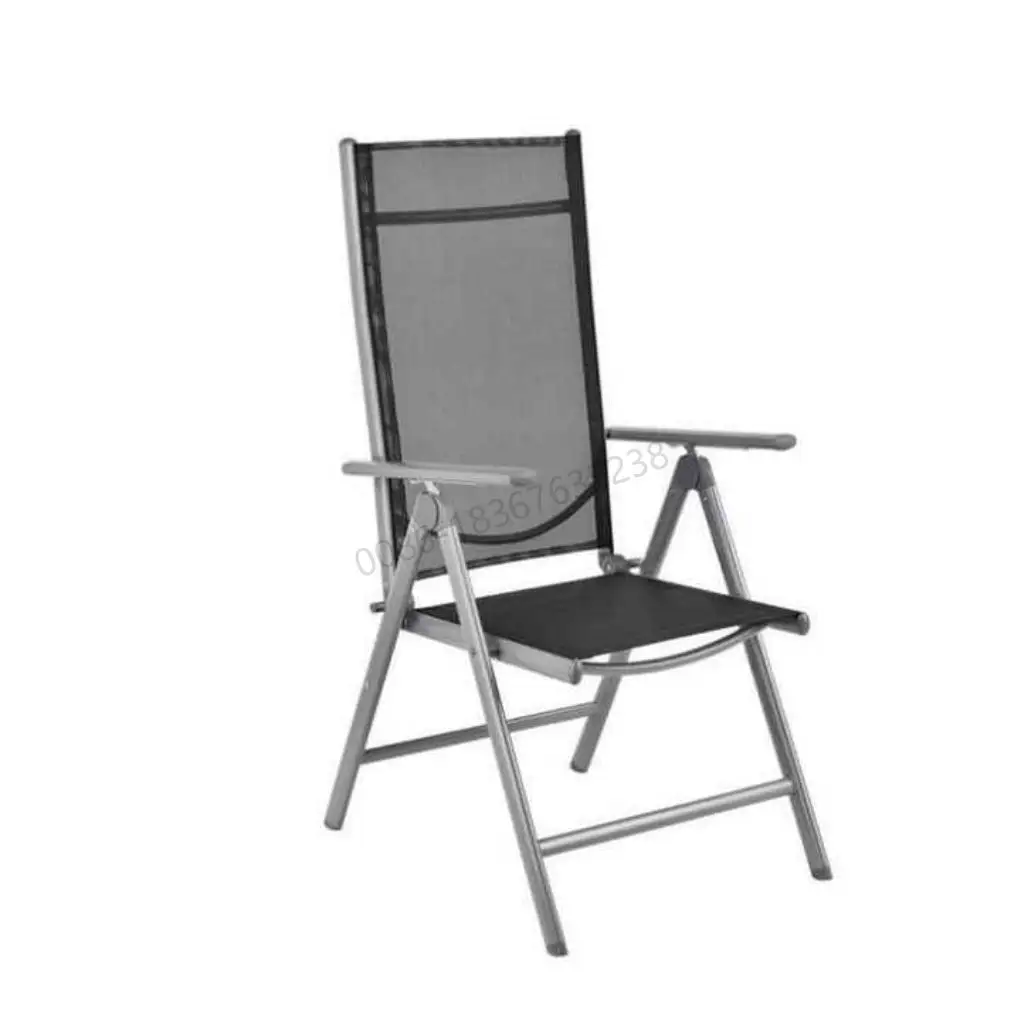 Ucuz 7 POS açık bahçe alüminyum Metal çerçeve Textilene kumaş katlanır sandalye yemek için
