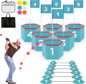 इनडोर और आउटडोर गोल्फ और यार्ड खेलों के लिए बच्चों और वयस्कों के लिए ग्रीन गोल्फ कोर्स सेट करने के लिए पोर्टेबल 9-होल - Product Image 1