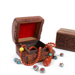 Hand Carved Wooden Jewelry Box Rosewood Storage <b>Case</b> Painted Floral Lid Portable Gift Packaging for Home Decor - Product Image 1