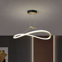 Lustres ronds nordiques modernes en aluminium avec ligne de Led Lampe de plafond de maison de luxe Luminaires suspendus pour îlot de cuisine