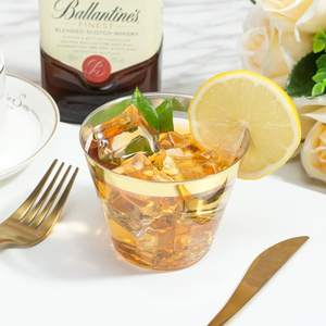 9 Oz plastik Tumblers altın çerçeveli bardak fantezi tek kullanımlık düğün zarif parti bardakları altın jant bardak - Product Image 1